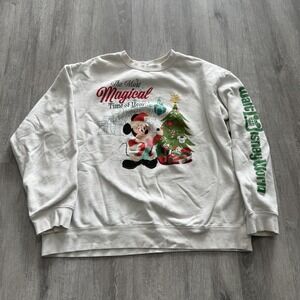 Walt Disney World Mickey Mouse Sweatshirt Mens XL White Christmas Crewneck